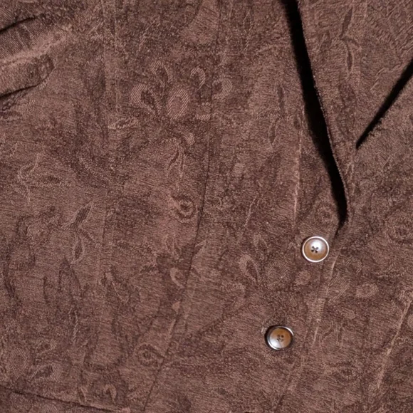 Croft & Barrow Floral Textured Jacquard Brown Blazer Classic Cozy Career Jacket - Picture 13 of 16